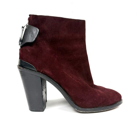 Rag & Bone Kerr Nubuck Ankle Boots Bordeaux Chunky Stacked Heel Taylor Swift 41 - Picture 7 of 15